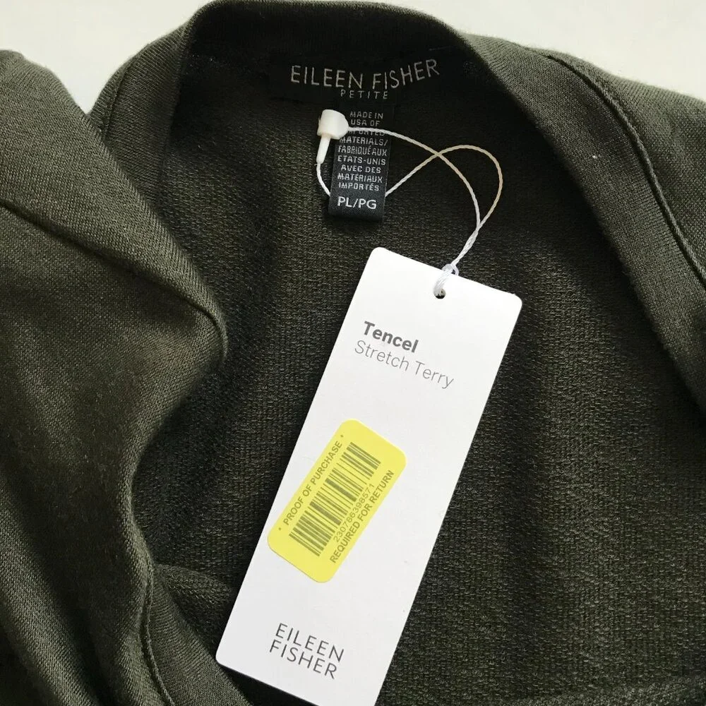 NWT Eileen Fisher Tencel Stretch Terry Dress Womens Large P Petite LP Green NEW - Picture 2 of 11